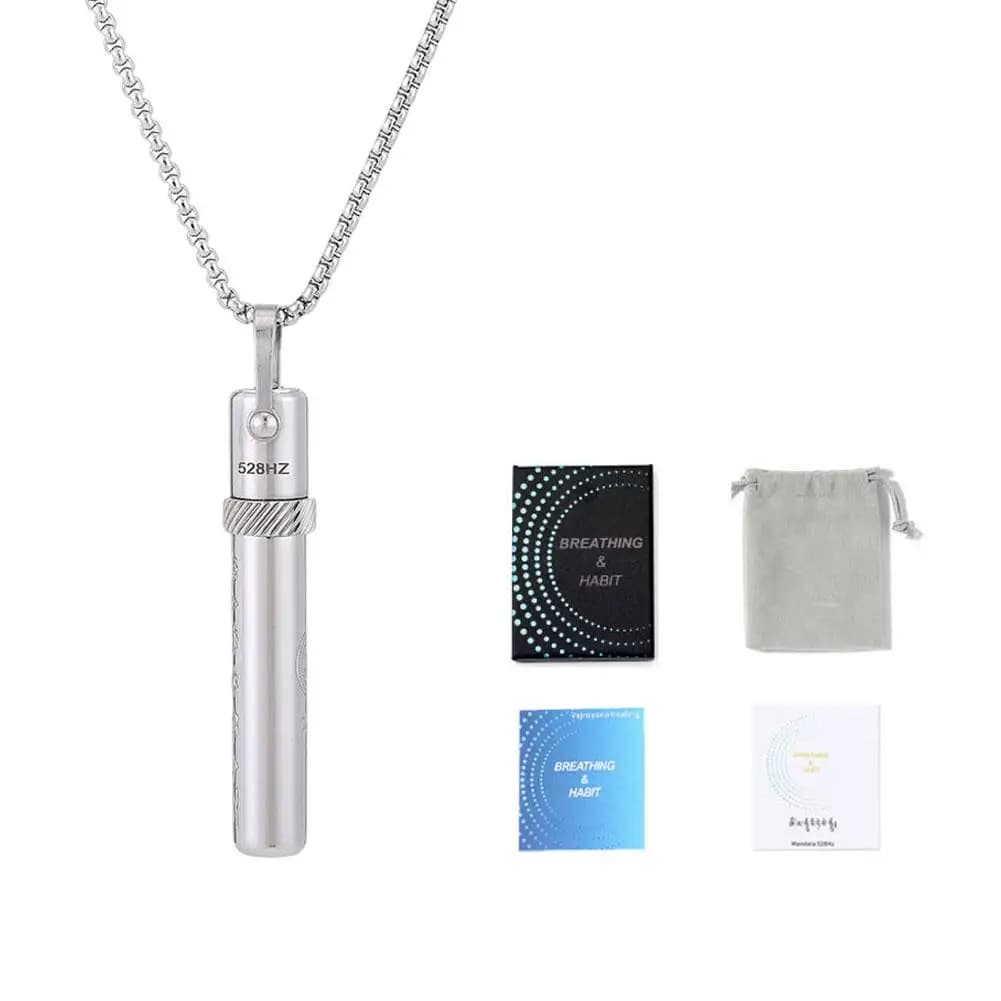 Collier de respiration pour la pleine conscience, en acier inoxydable, pendentif respiratoire, apais