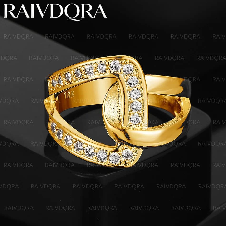Bague entrelacée en Zircon plaqué or 18 carats pour femmes, bijoux à la mode, charme Vintage, cadeau