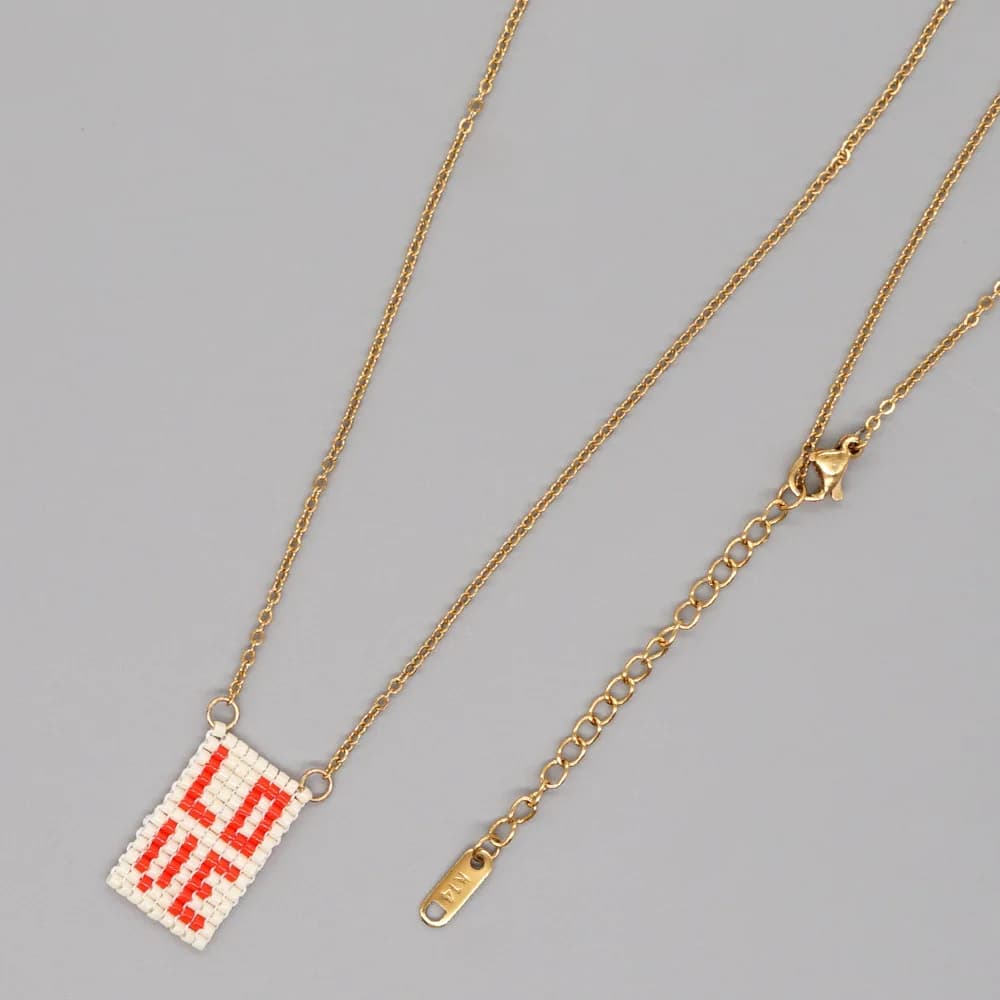 Collier de perles Design d'amour tricot à la main réglable originalité géométrie pendentif bohême ma