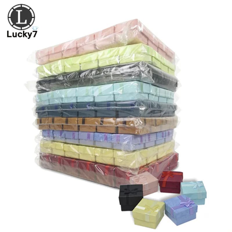 Boîtes à bijoux pour organisateur, 4x4x3cm, 120 pièces, présentoir de bijoux, couleurs assorties, bo