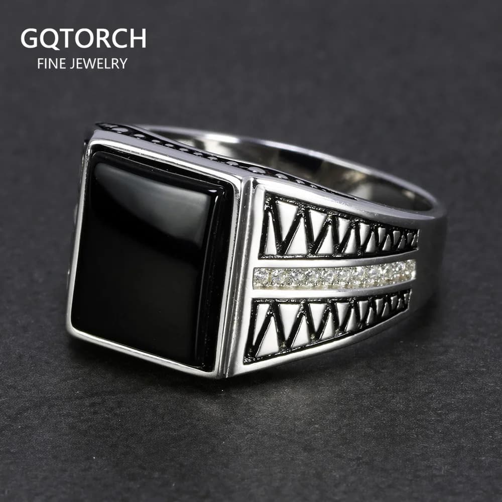 Bague en argent Sterling 925 véritable pour hommes, pierre naturelle, Zircon cubique Micro pavé, lig
