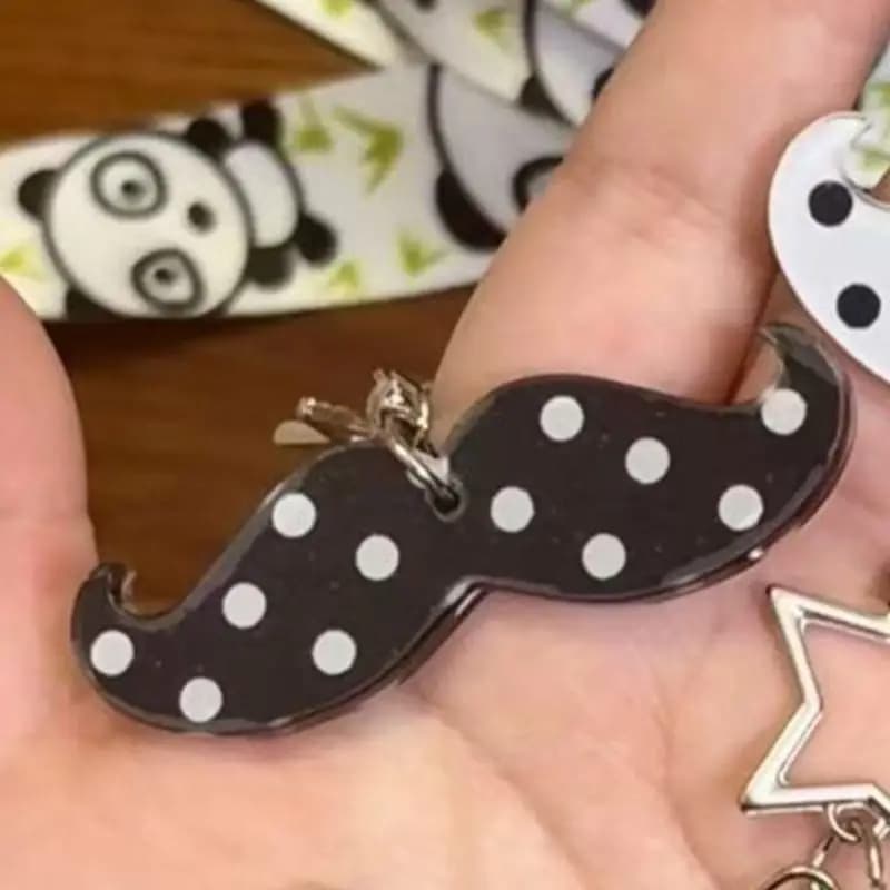 Porte-clés pendentif barbe à pois style punk, accessoires Kawaii Harajuku, dessin animé mignon Y2K, 