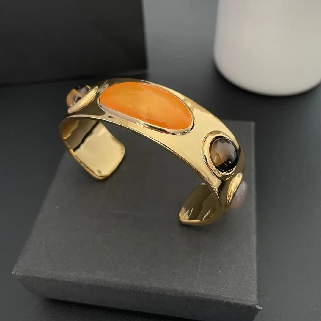 Bracelet Vintage en pierre naturelle et or pour femmes, marque de styliste européen, bijoux de luxe 