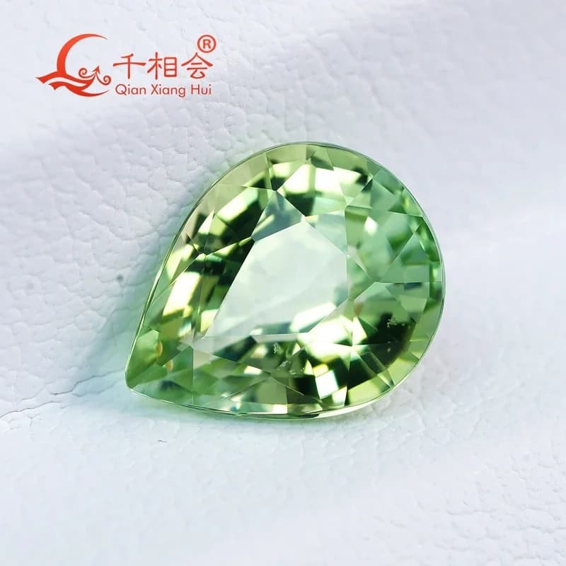 Pierre précieuse naturelle en tourmaline verte de forme poire, 1,73 ct, pierre brute pour la décorat