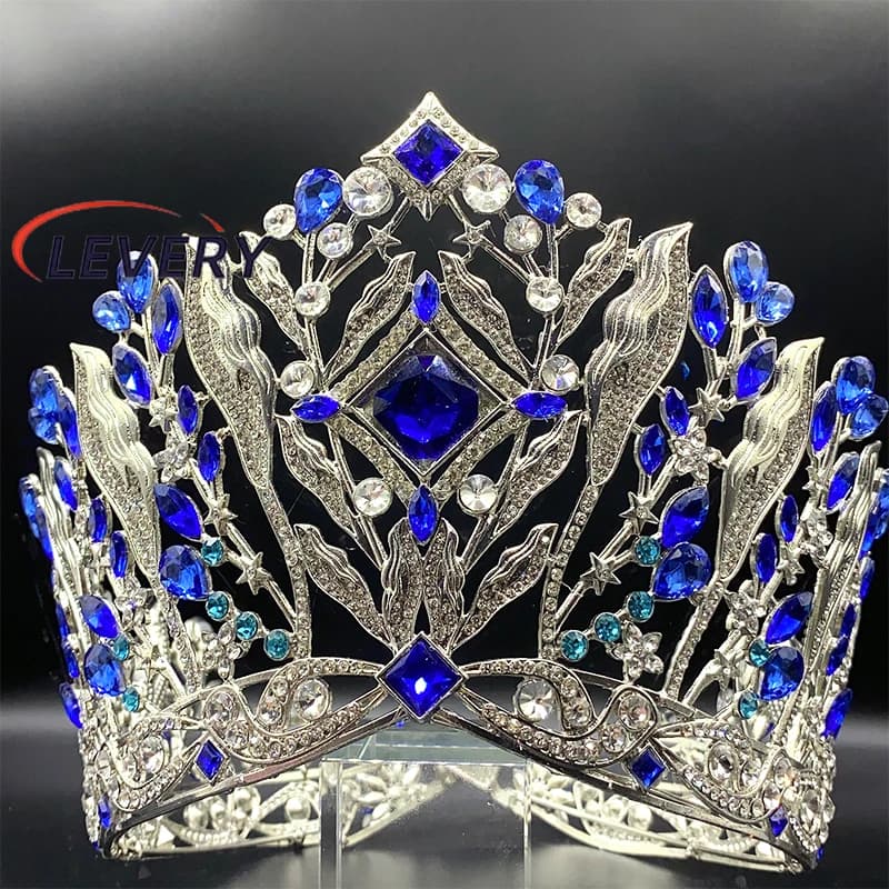 Levery – couronne de mariage reine royale pour femmes, grand diadème de Banquet en cristal, Costume 