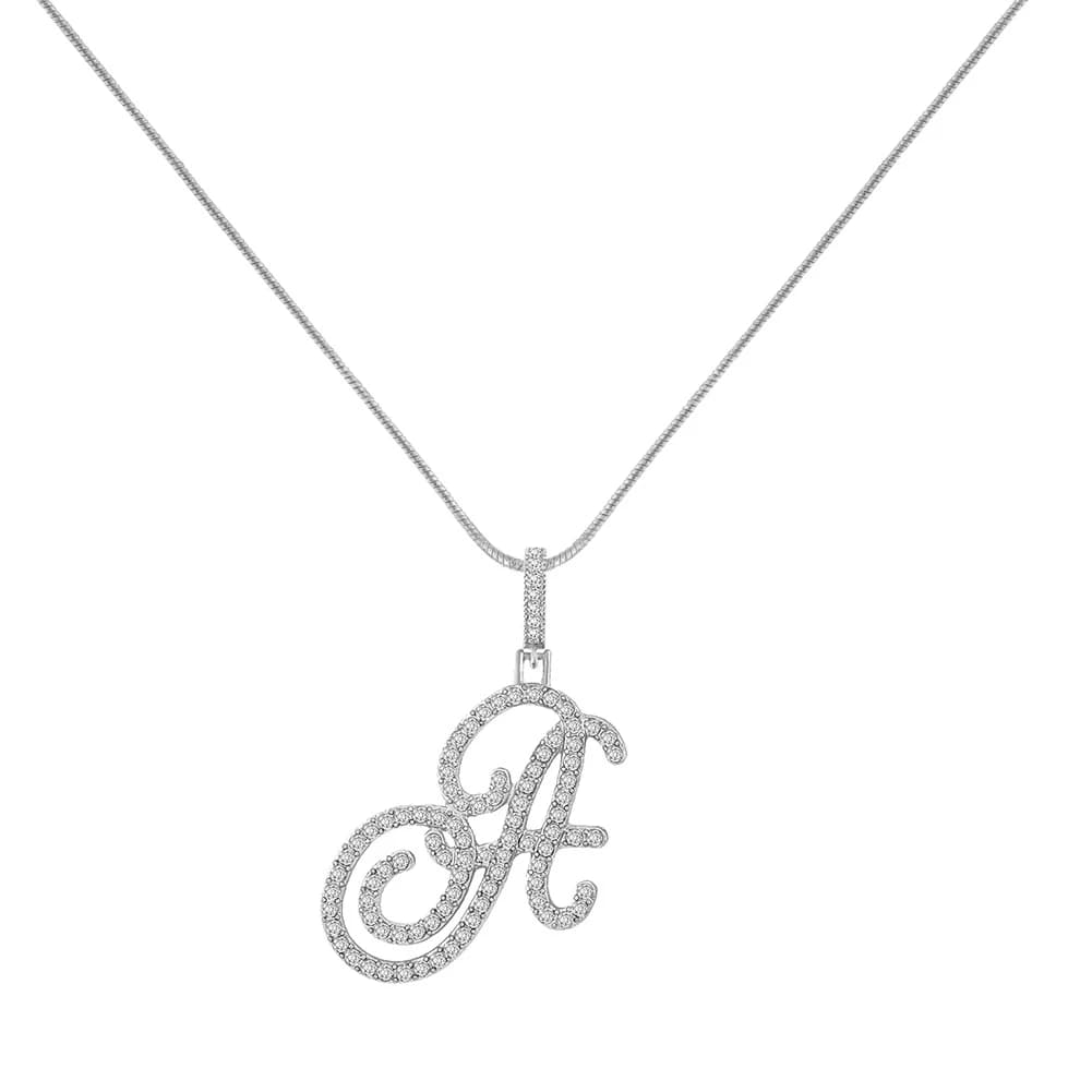 Collier pendentif lettre D pour femme, breloque initiale pavée de zircons avec chaîne serpent, bijou
