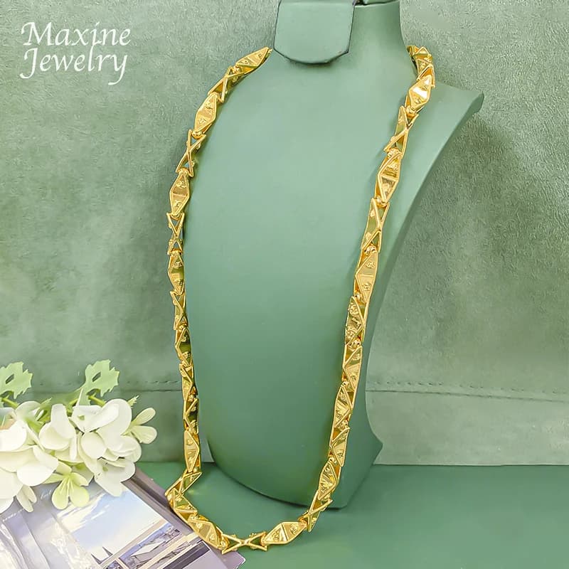 Collier Hip Hop de 24 pouces en chaîne longue dorée, plaqué or 18 carats, style Dubaï, ensemble de b