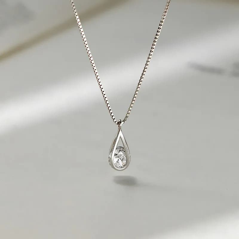 Collier goutte d'eau en argent Sterling 925 et Zircon, avec chaîne de clavicule géométrique scintill