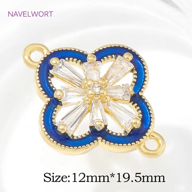 Connecteur de breloques en Zircon incrusté plaqué or 18 carats, connecteur de pendentif en laiton po