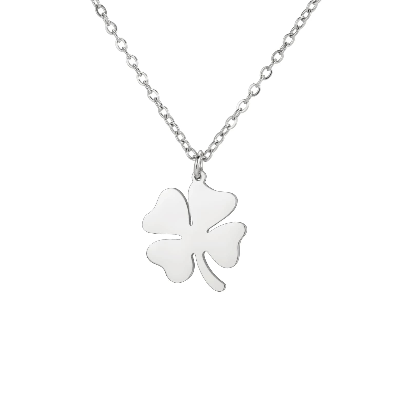 HIPEE Collier pendentif trèfle porte-bonheur en acier inoxydable, bijoux pour femmes et filles