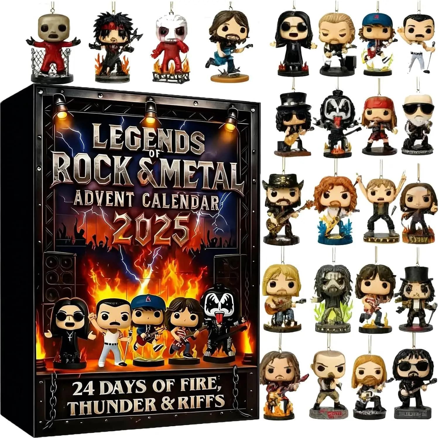 24 jours Rock et métal Eddie calendrier de l'avent acrylique suspendu noël KISS bande pendentif cale