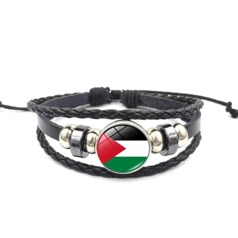 Bracelet en cuir tressé multicouche pour hommes et femmes, sensation de Palestine, bibelots rétro, a