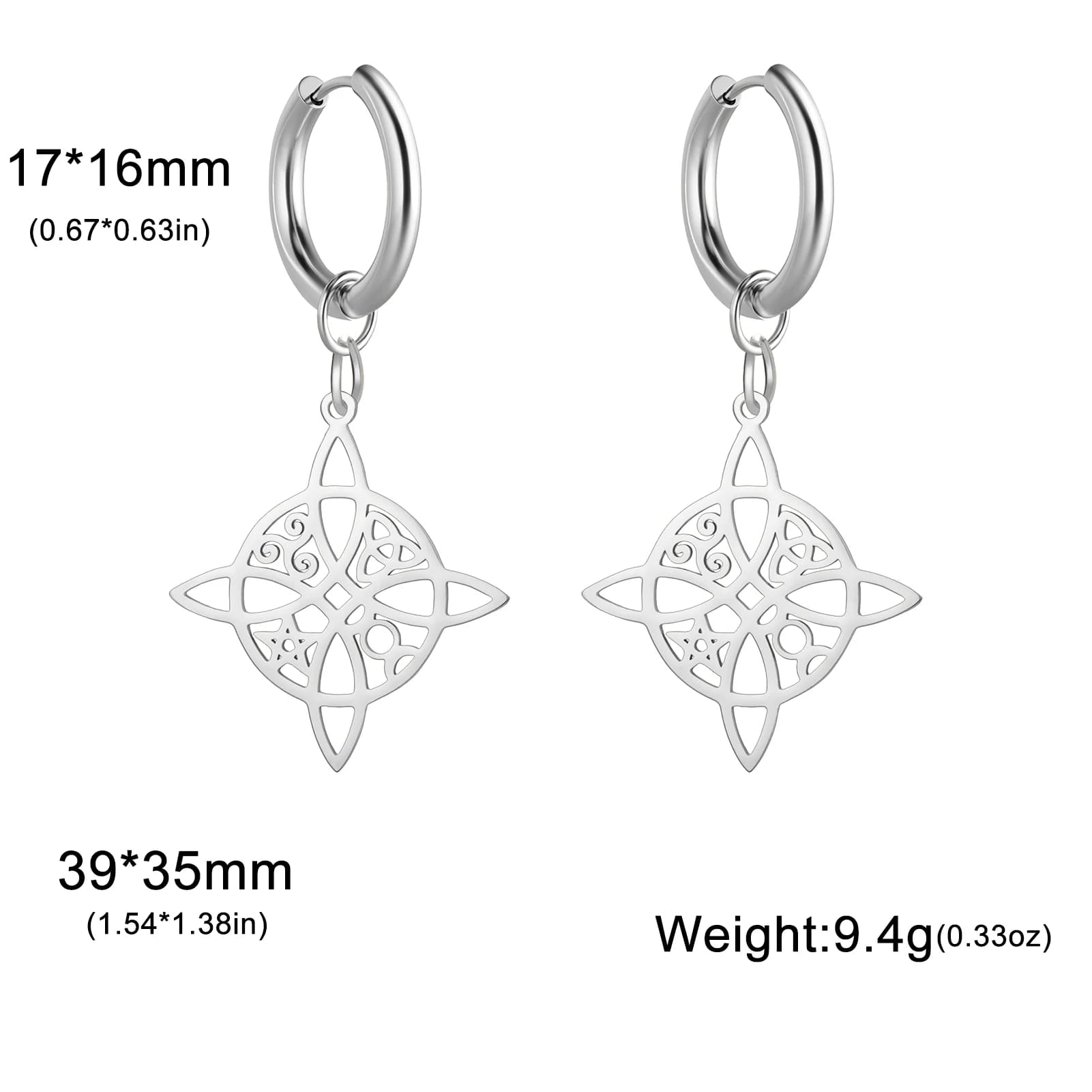 Kkjoy acier inoxydable irlandais sorcière noeud pendentif boucles d'oreilles pour femmes couleur or 