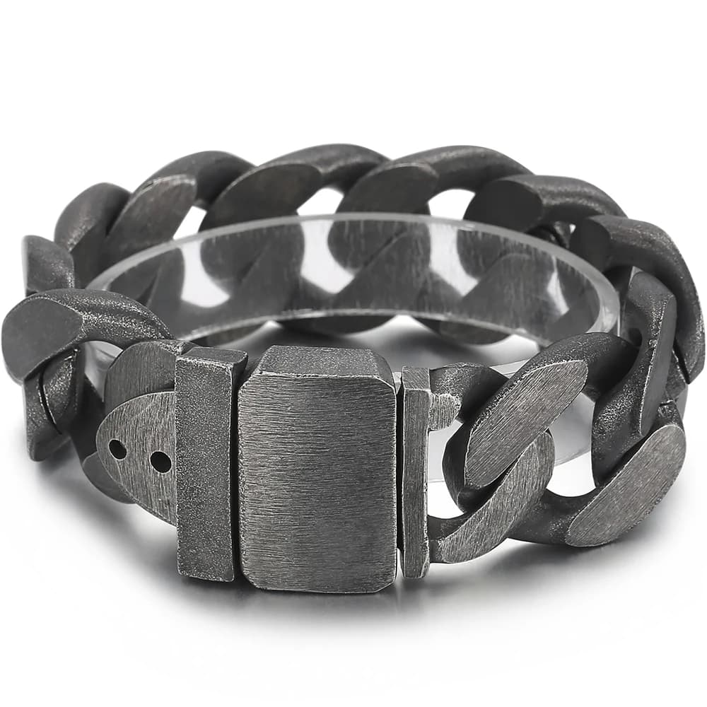Bracelet pour homme en acier inoxydable brossé, couleur or de luxe, chaîne à maillons gourmette de 2