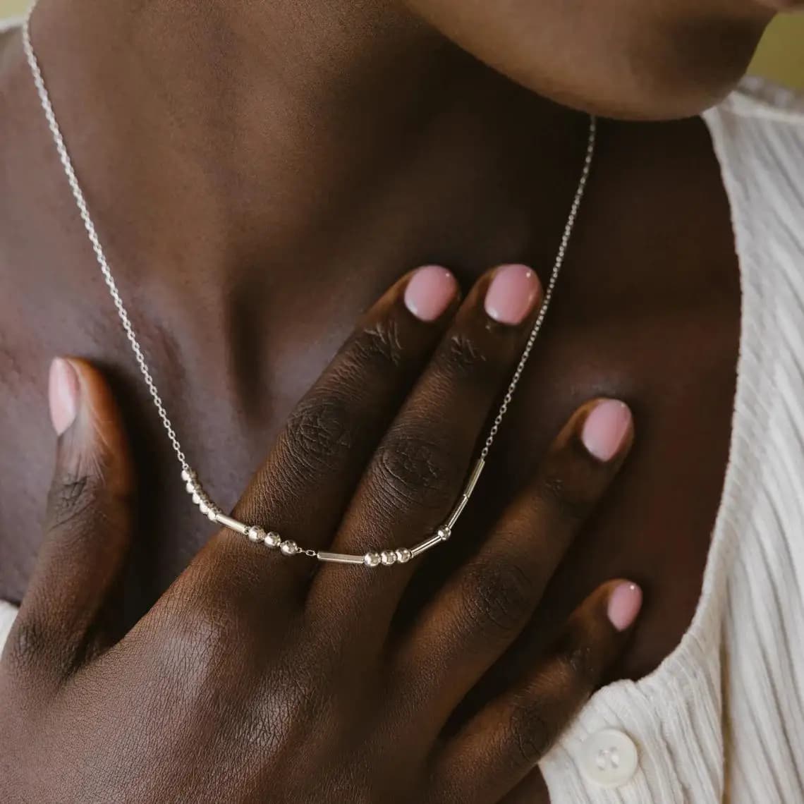 Collier personnalisé en code Morse avec noms sur mesure, ras-de-cou perlé, bijoux de mode pour femme