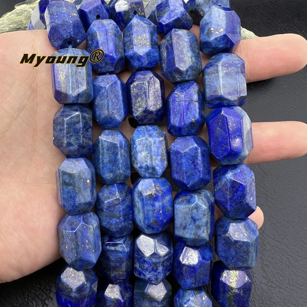 Grandes perles de pépite de coupe de Lapis Lazuli en pierre naturelle à facettes pour la fabrication