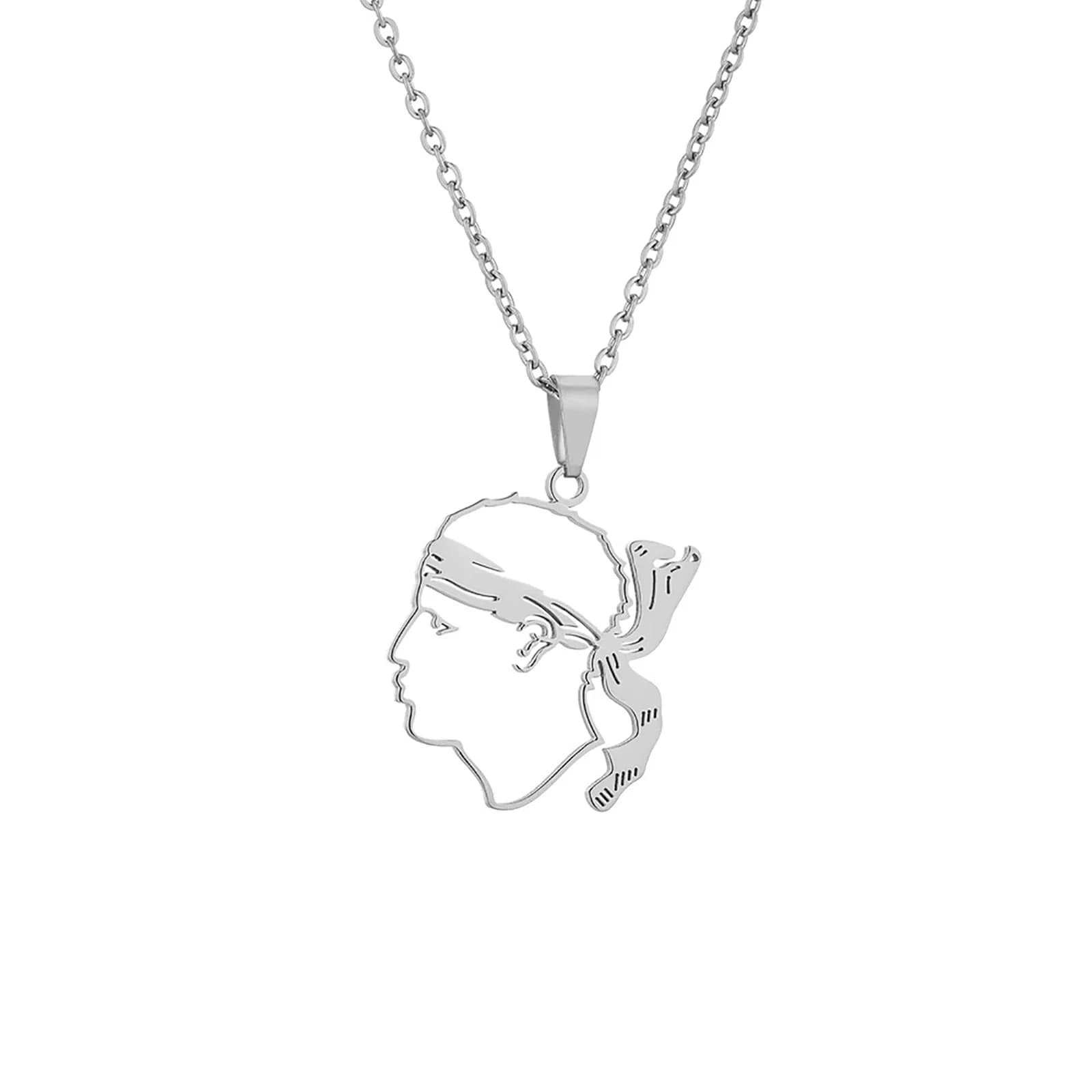 Collier avec pendentif drapeau de Corse pour femme et homme, bijoux en acier inoxydable, accessoires