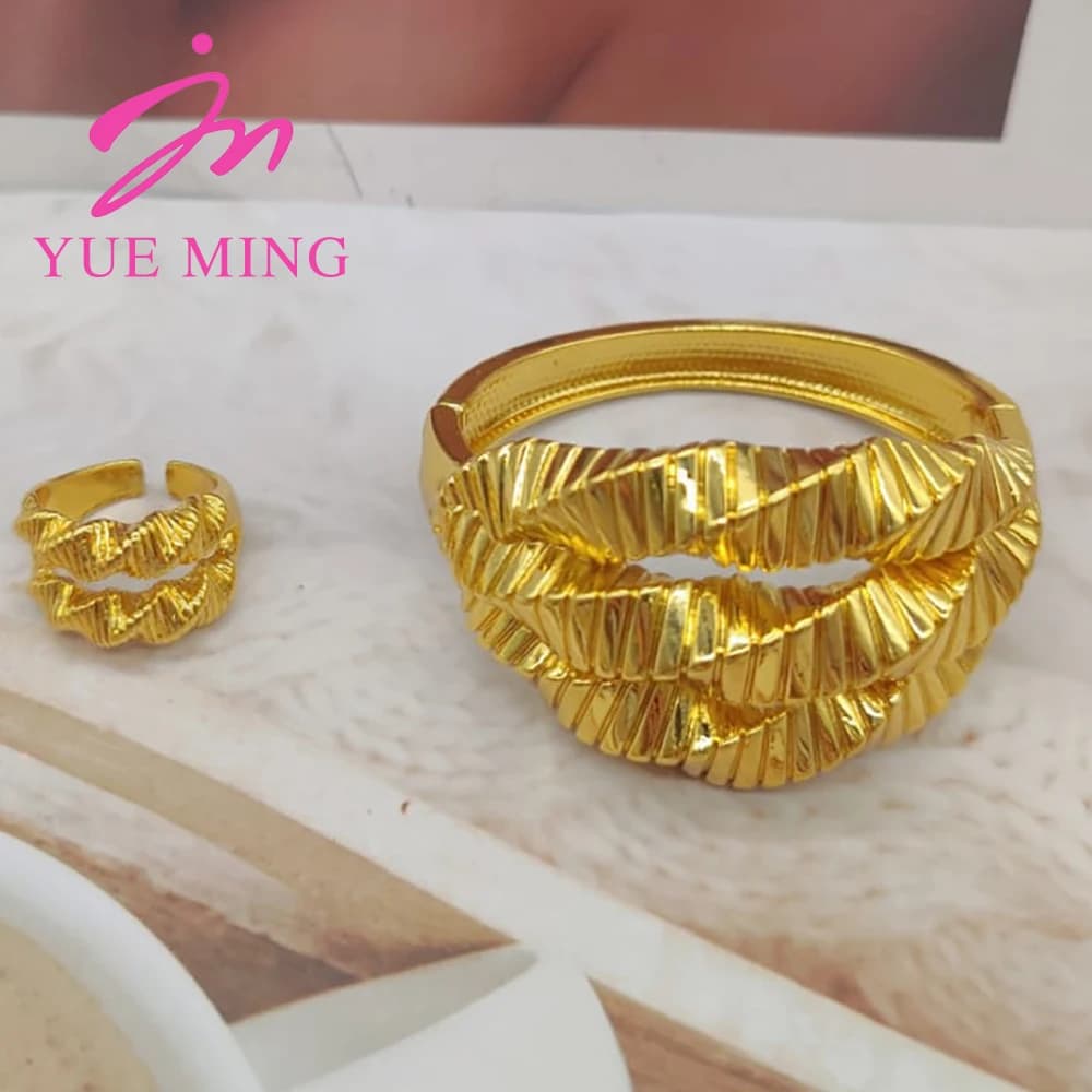 Ensemble de bijoux plaqué or de Dubaï pour femmes, bracelets de luxe, fête de mariage, bracelets à b