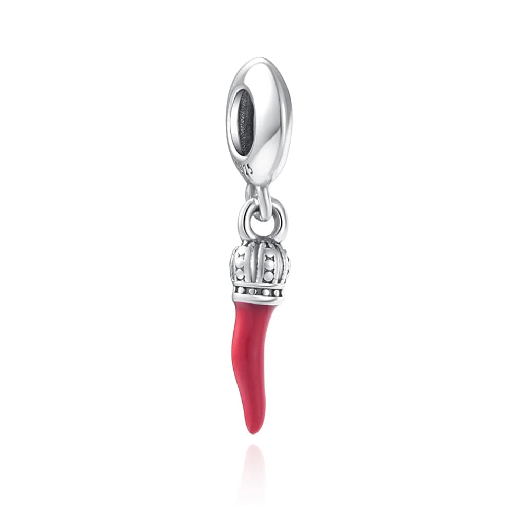 Pendentif à breloque classique en argent 925, poivre rouge et lanterne colorée, adapté au Bracelet O