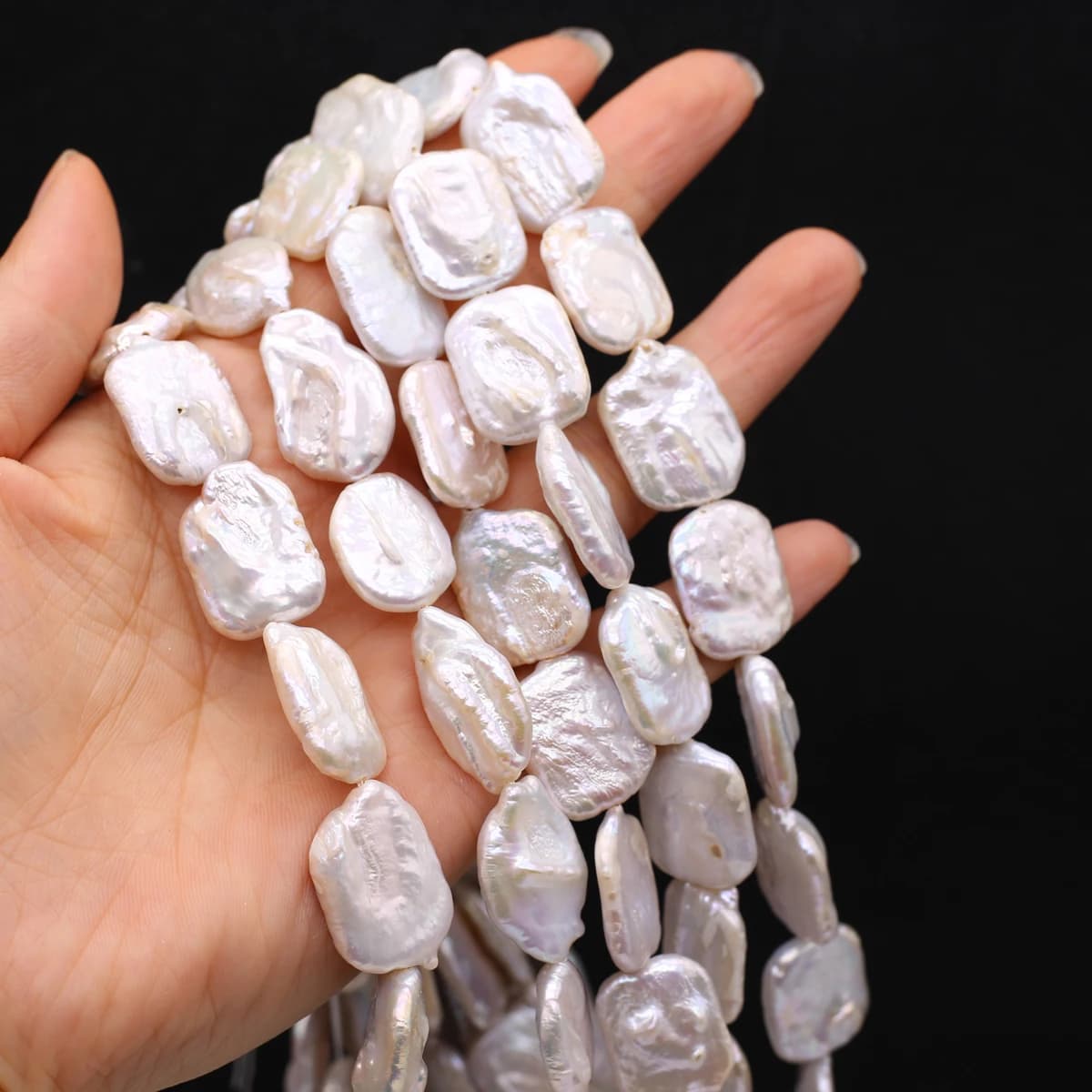 Perles d'eau douce naturelles, style baroque, rectangulaires irrégulières, pour la fabrication de bi