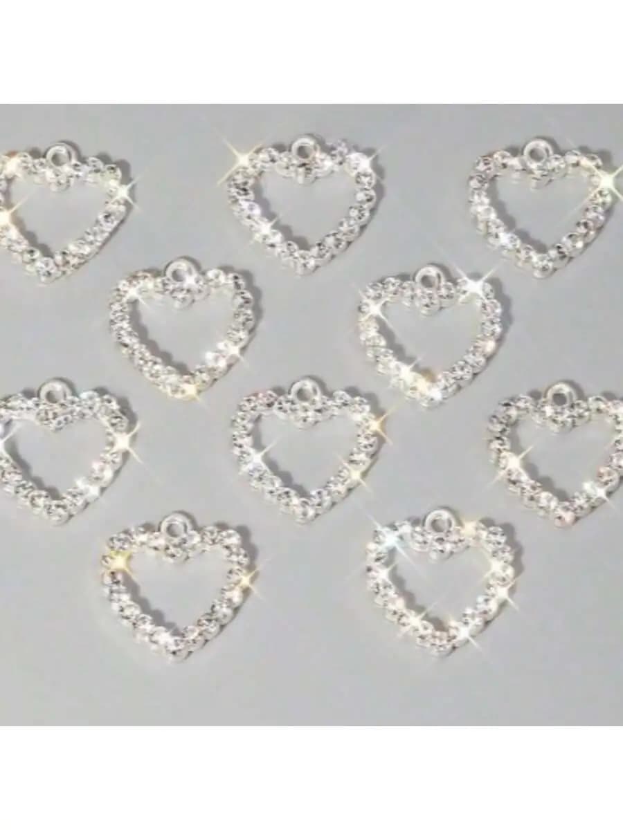 10 pièces bricolage plein diamant coeur de pêche pendentif accessoires