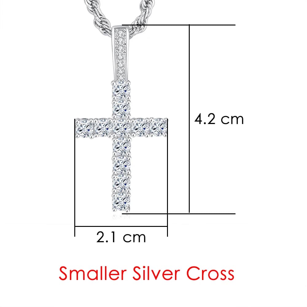 Hip Hop – collier avec pendentif en croix glacée pour hommes et femmes, couleur or délicat, corde cu