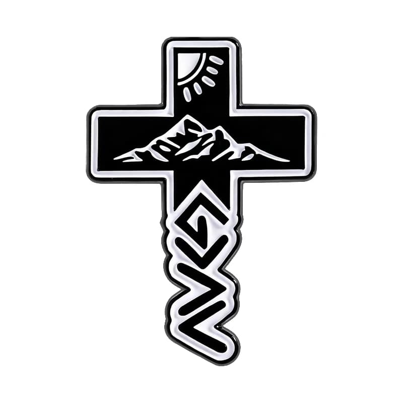 Broche en émail avec croix de jésus, croyance religieuse, demandez confiance, prier, merci, dieu ne 