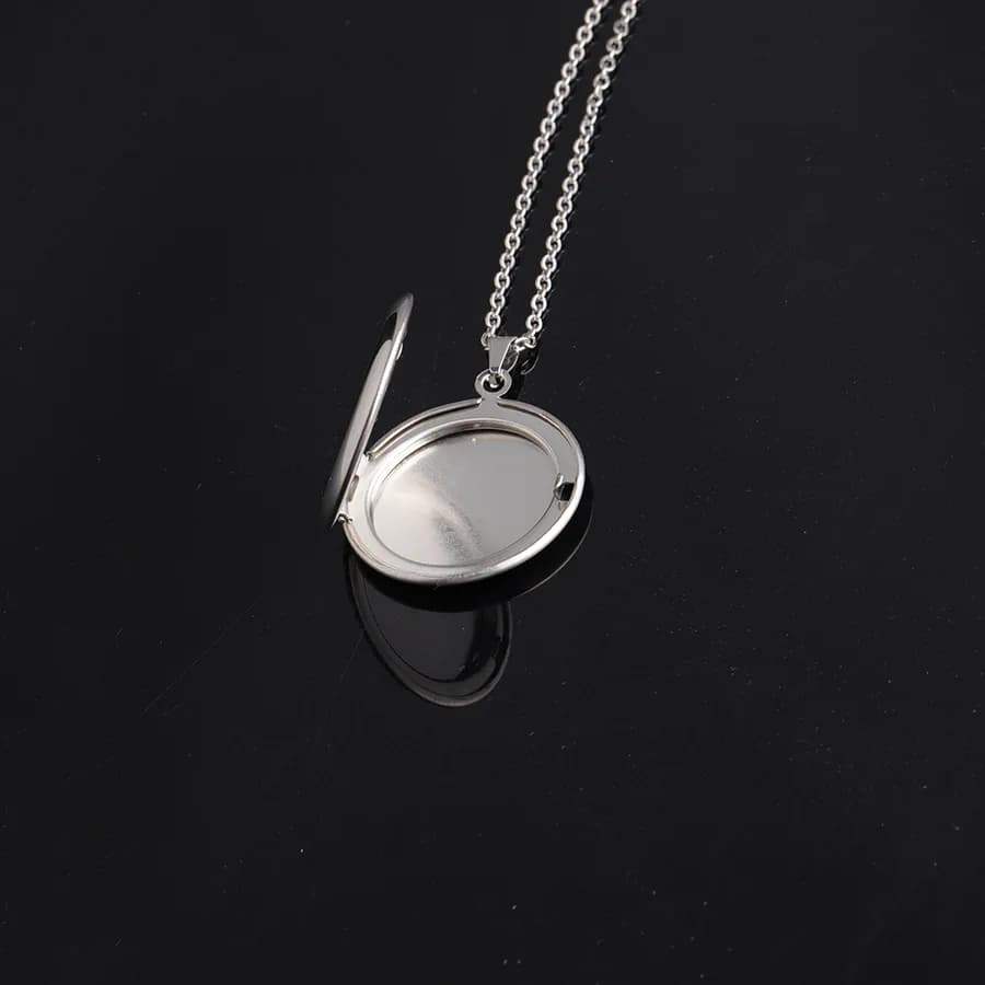 Collier avec pendentif médaillon ouvrable pour femmes, en acier inoxydable poli miroir, colliers Pho