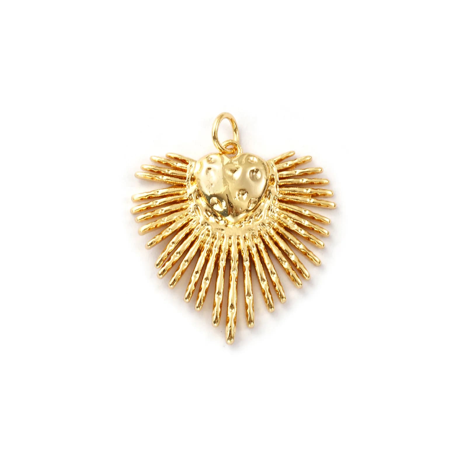 1 pièce pendentifs en laiton plaqué or 18 carats Ex Voto coeur soleil breloques pour collier à faire