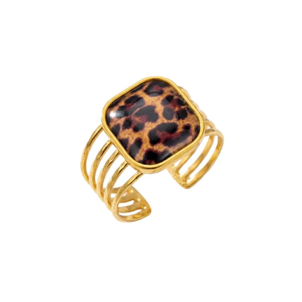 Mariasz – bagues minimalistes vintage en acier inoxydable à imprimé léopard, couleur or, style rétro
