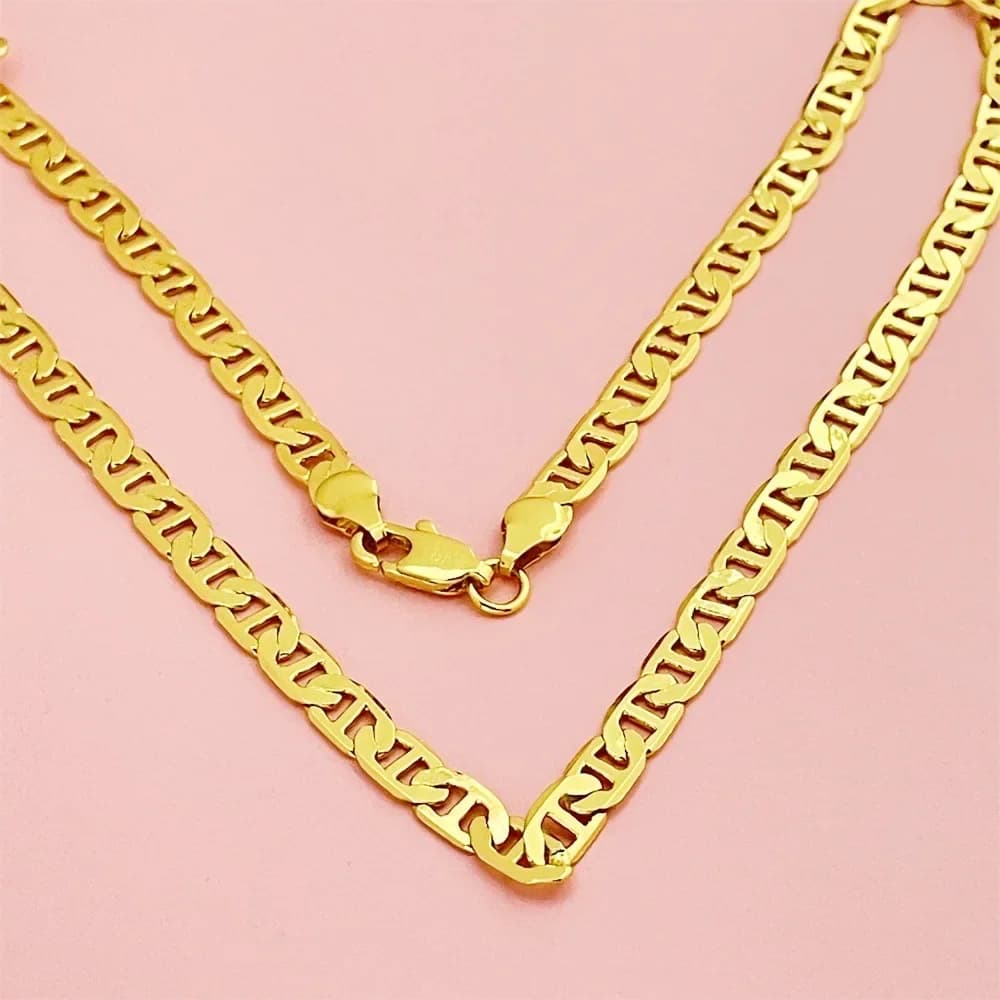 Goldpure luxe 18K AU750 or pur or véritable 6MM collier japonais hommes dominant classique citrouill