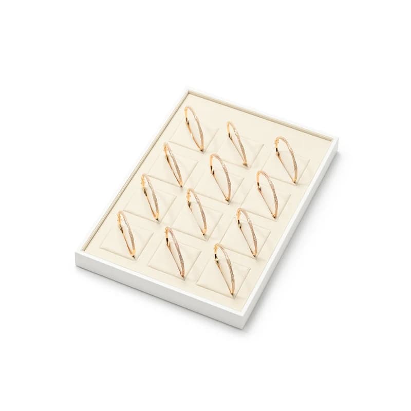 Oirlv 12 grilles plateau organisateur de bijoux blanc cassé bague boucle d'oreille collier pendentif