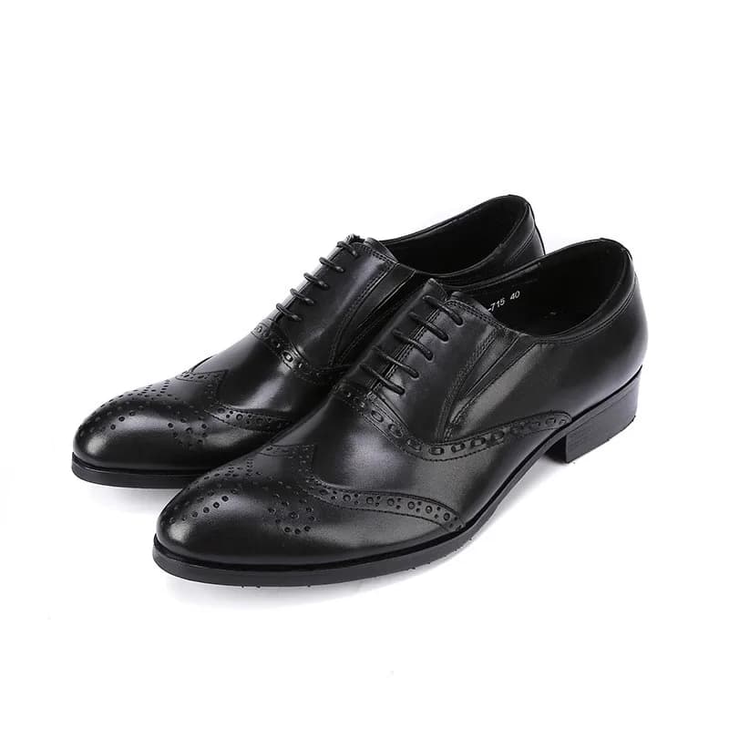 Chaussures à lacets en cuir véritable pour hommes, chaussures de travail, chaussures de mariage haut