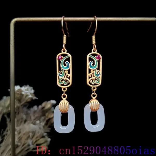 Boucles d'oreilles en Jade véritable, Talismans énergétiques, cadeaux sculptés, breloque, bijoux nat