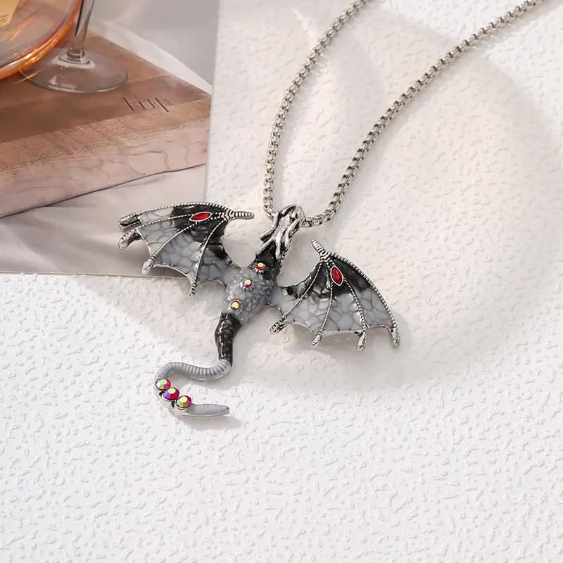 Collier gothique Dragon volant pour femme et homme, bijoux Punk, pendentifs gothiques, en émail, col