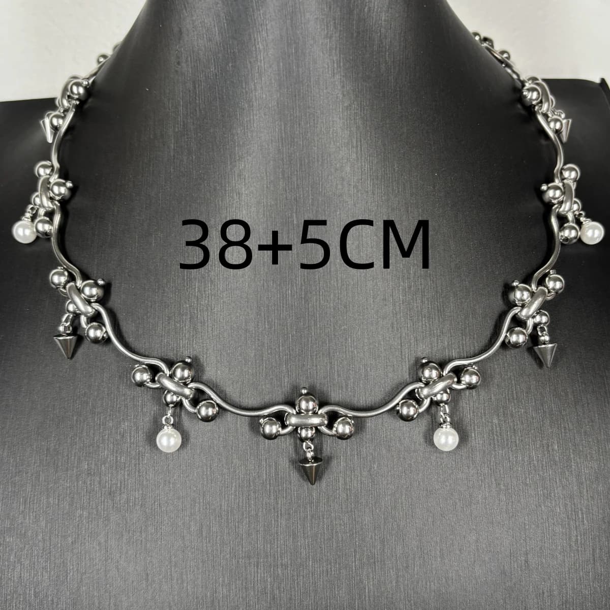 Collier Punk chaîne en métal Rivet perle irrégulière Cool Hip-hop unisexe collier accessoires tour d