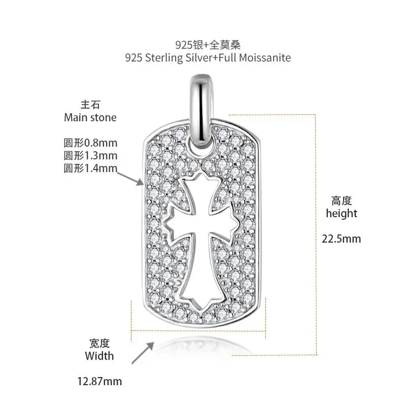 Collier pendentif croix en moissanite LinkerLove en argent sterling S925 pour femme/homme, chaîne cl
