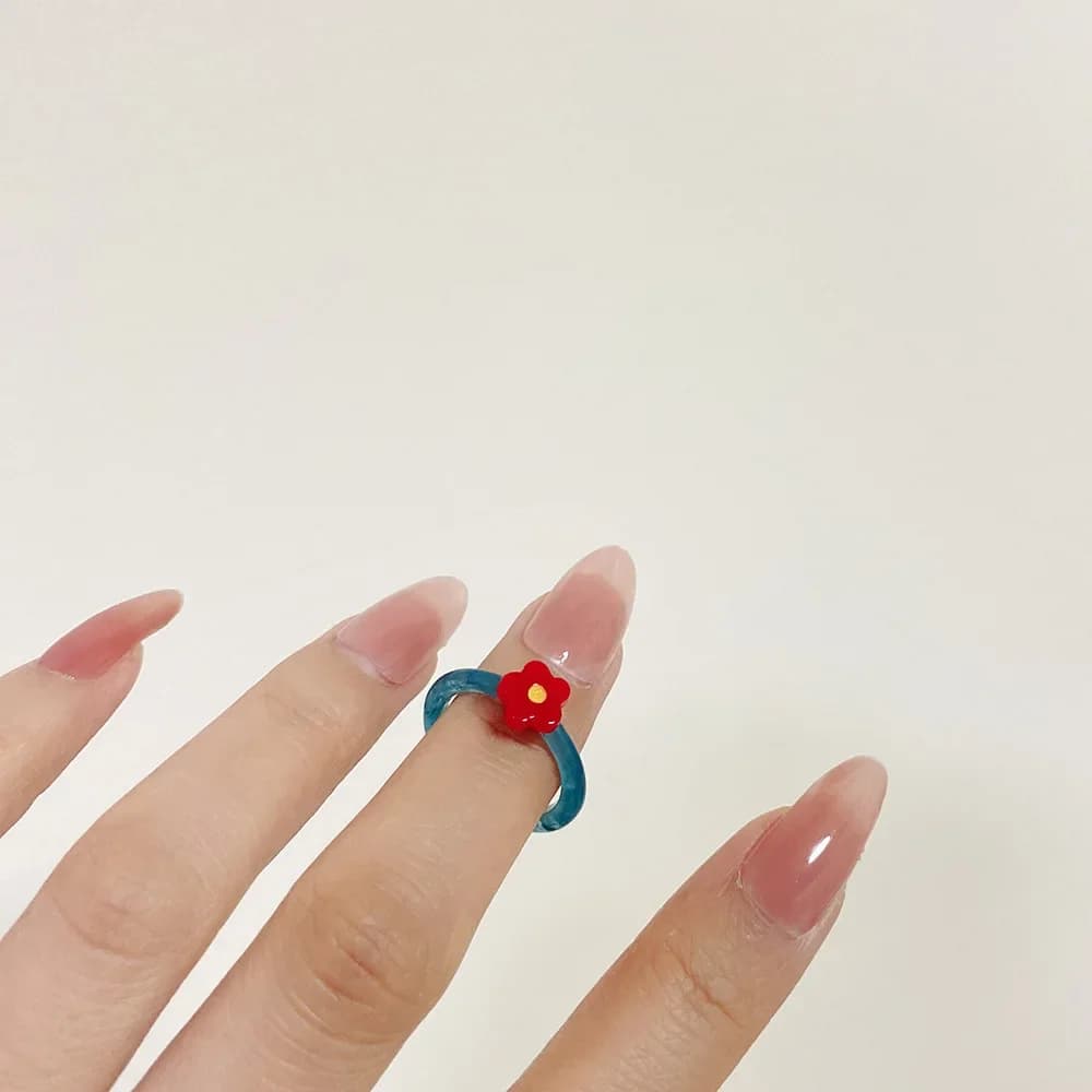 Bague en forme de cœur en émail coloré pour femmes et filles, anneau doux, tendance, géométrique, go