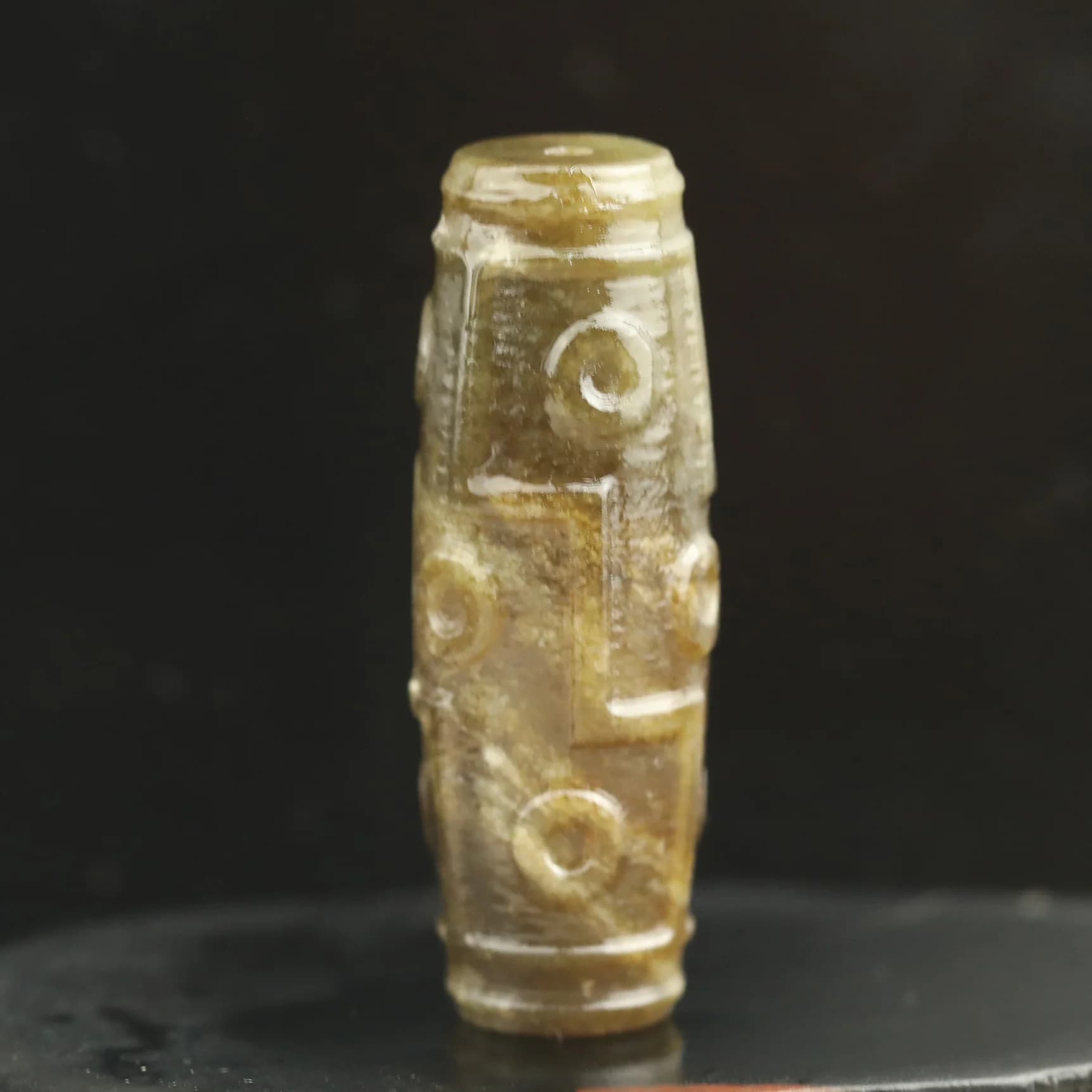 Statue en Jade naturel de Chine, sculptée à la main, fleur, perle dzi tibétaine, pendentif boule tia
