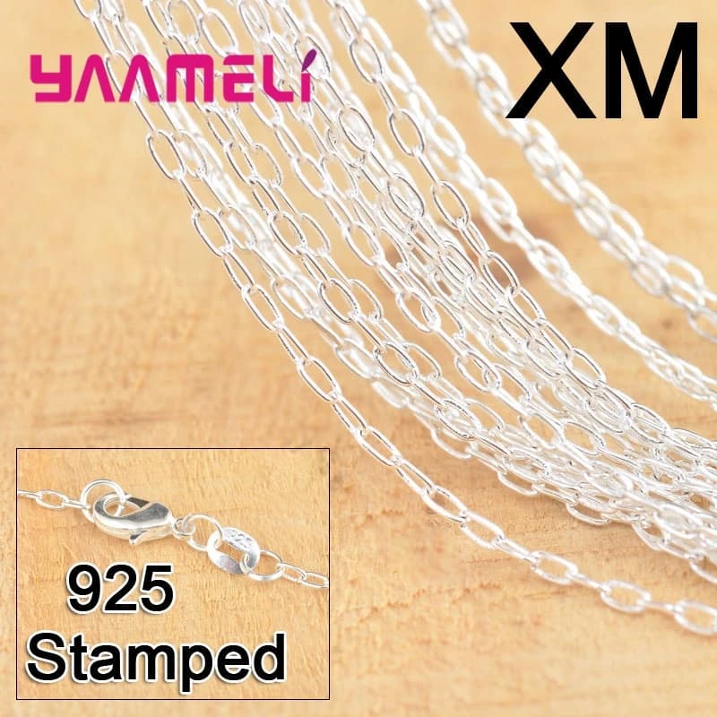 Chaîne de collier à maillons de bijoux en argent Sterling 100%, 30 pièces, 18 pouces, lisses, avec f