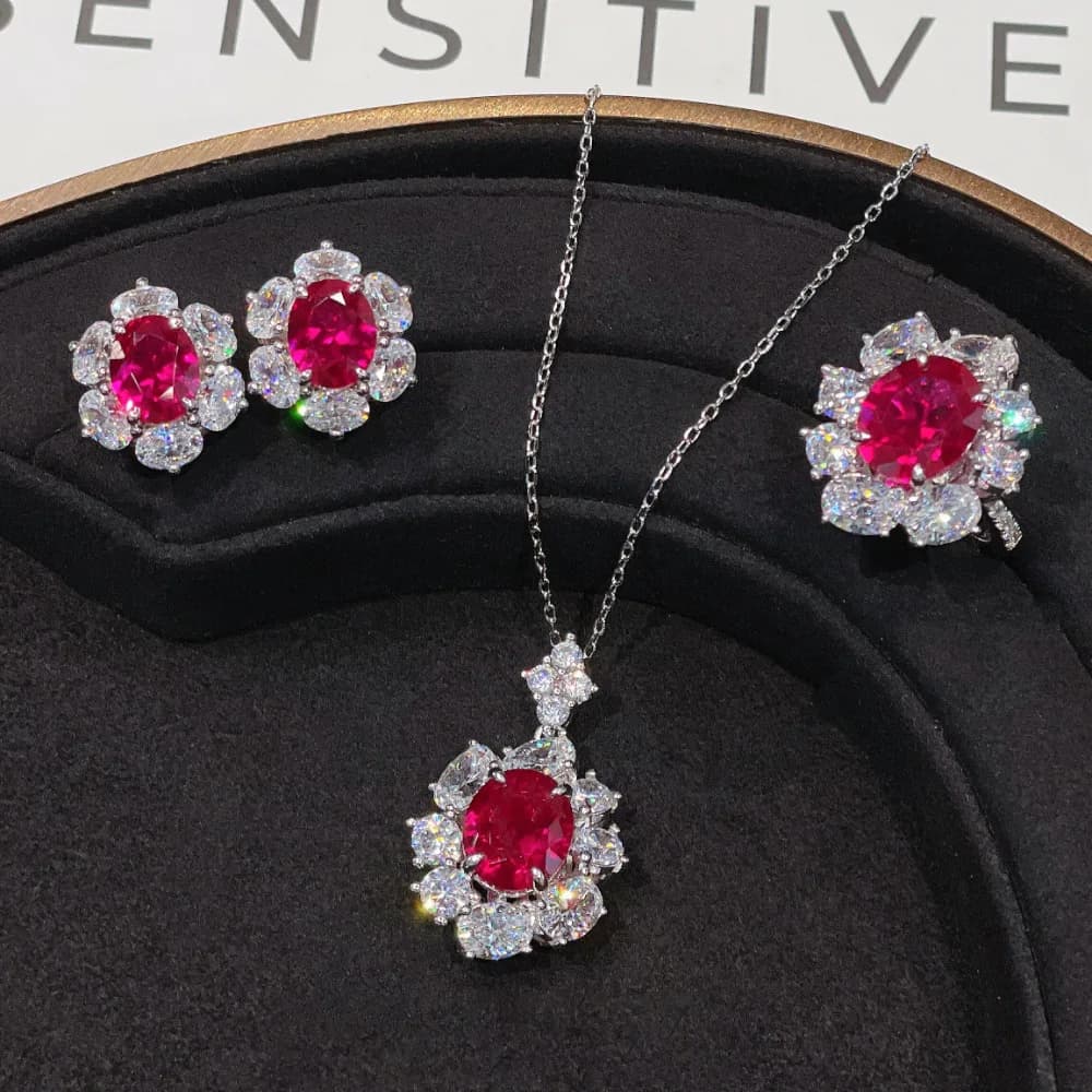 Ensemble de bijoux en diamant de Jade de laboratoire, en argent Sterling 925, bagues de fiançailles,