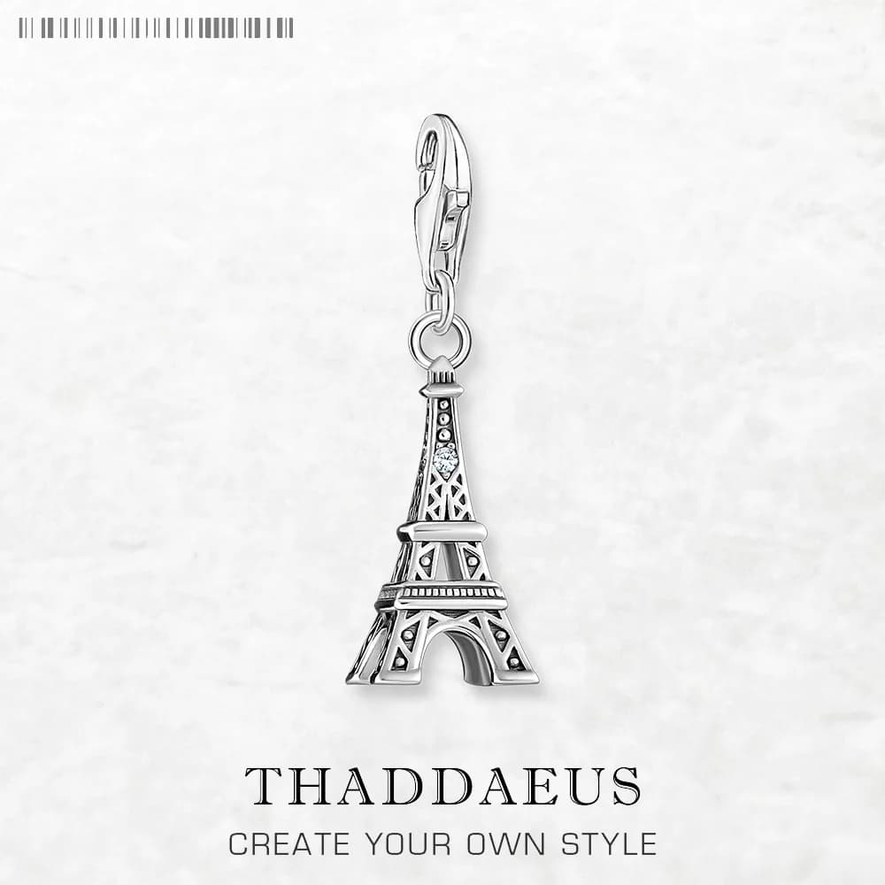 Tour Eiffel noirci balancent pendentif à breloque pour femmes hommes 925 en argent Sterling romantiq