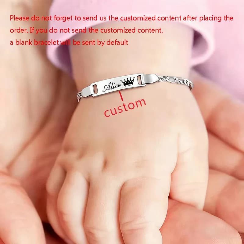 Bracelet en chaîne cubaine plaqué or 14 carats avec nom gravé, personnalisé, pour enfants, filles et