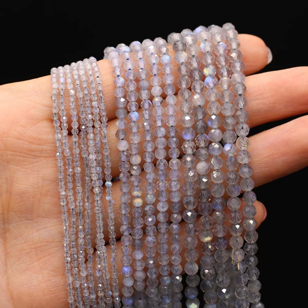 Perles en pierre naturelle Labradorite, petites perles à facettes pour la fabrication de bijoux, col