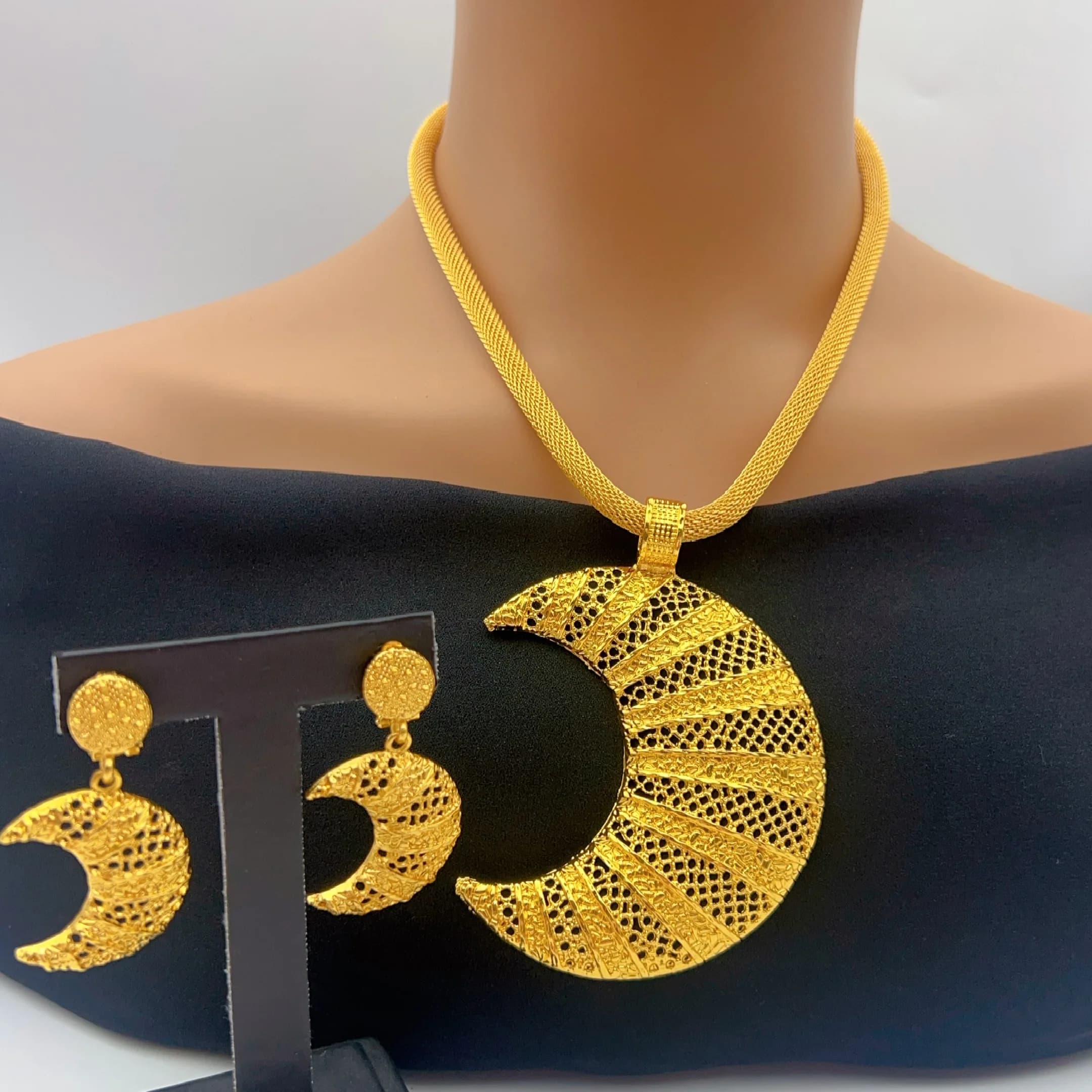 Parures de bijoux indiennes (collier et boucles d'oreilles) pour femmes, style mariée, éthiopien, ni