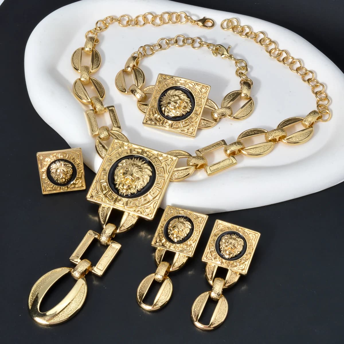 Ensemble de bijoux plaqués or pour femmes, bijoux de mariage africain indien dubaï, ras du cou de lu