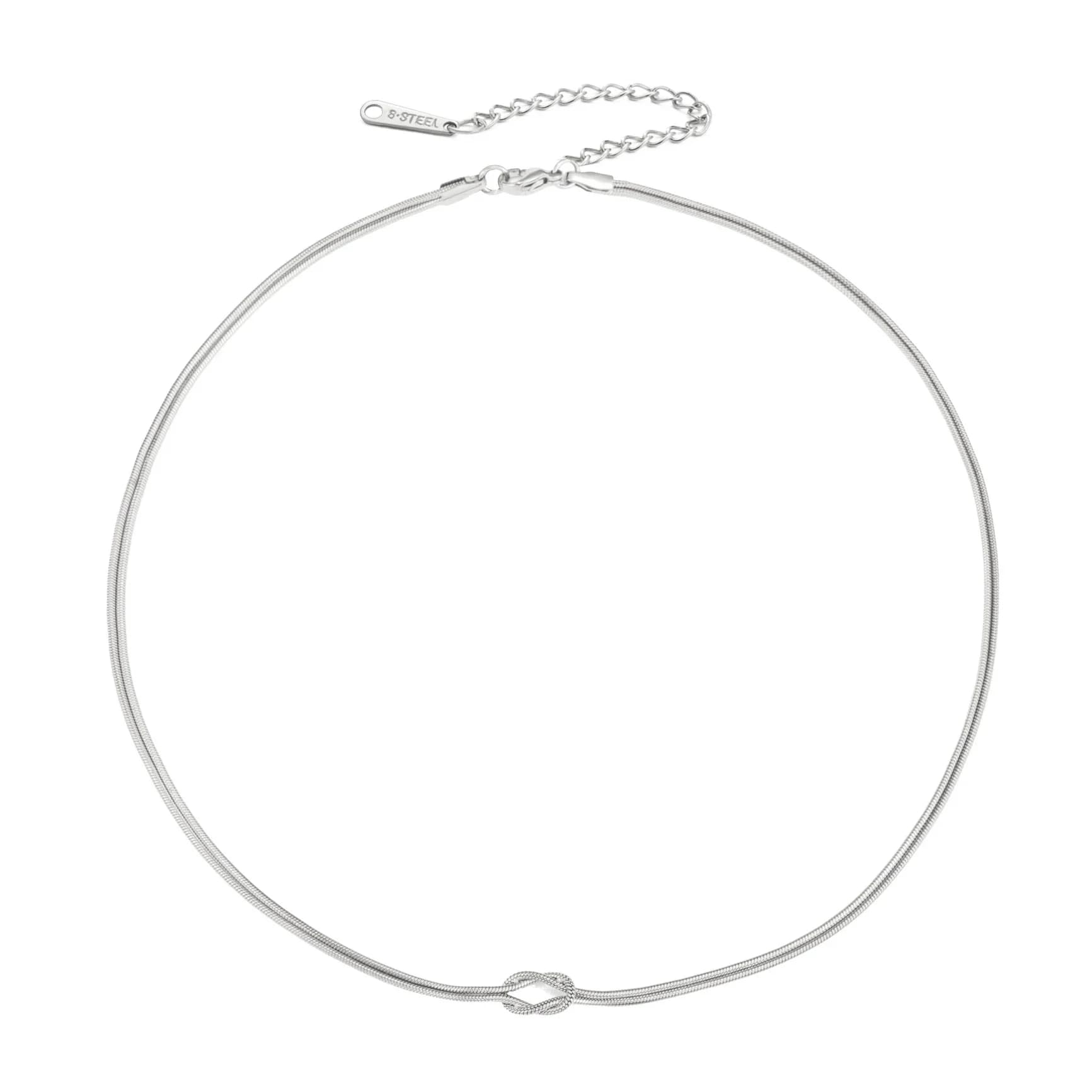 Collier double chaîne serpent nœud d'amour Skyrim en acier inoxydable couleur or pour femme, chaîne 