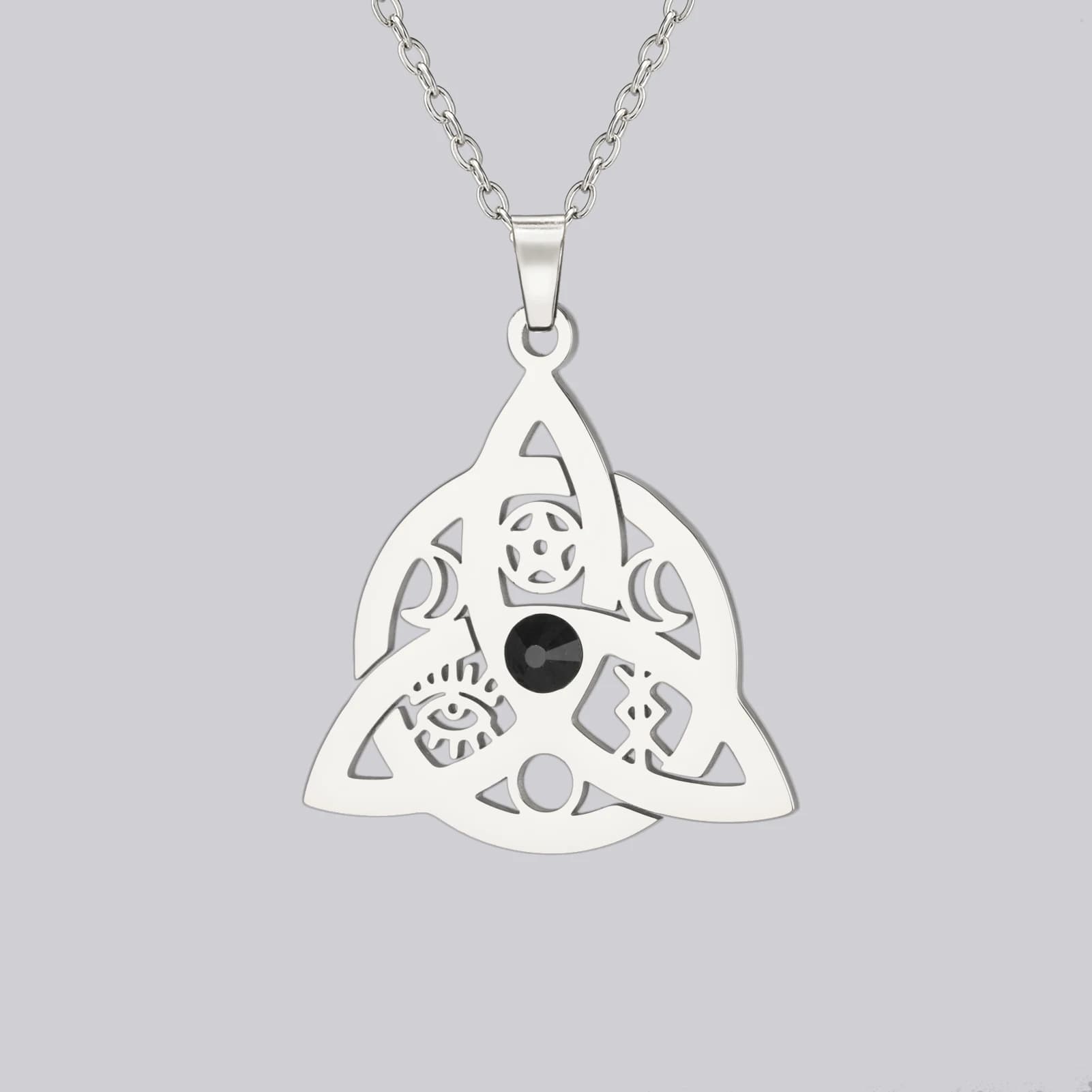 Collier Wiccan Triquetra, triple nœud de la déesse, charme porte-bonheur, protection spirituelle, bi