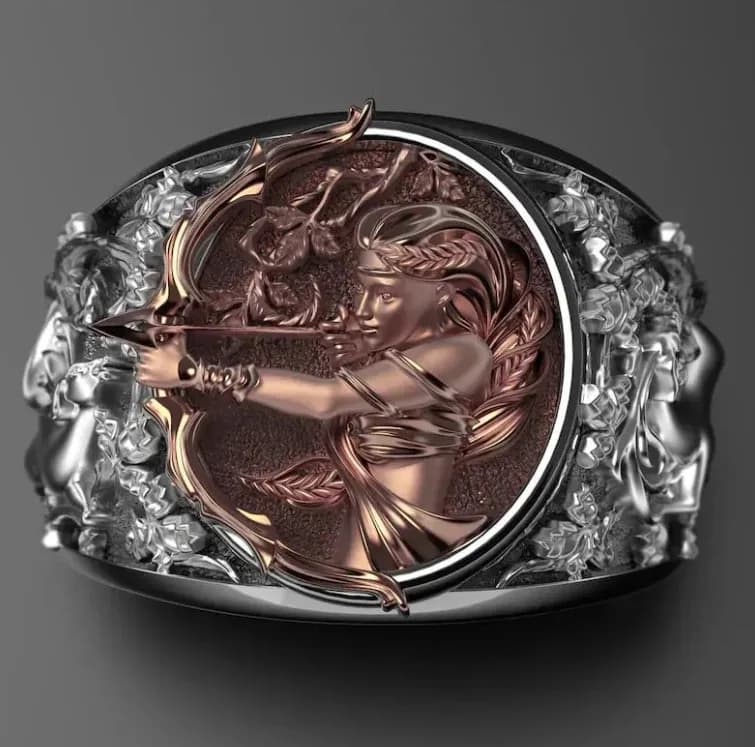 Bague déesse grecque Artemis, bague ouverte tendance et polyvalente, bijoux de couple haut de gamme 