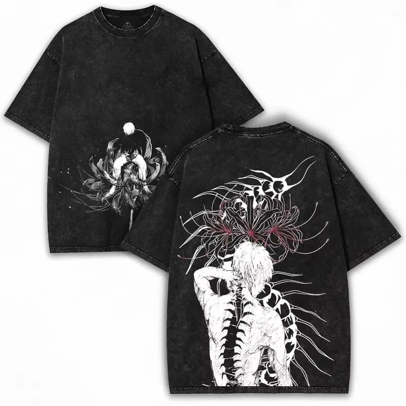T-shirt graphique cool Anime Tokyo Ghoul Kaneki Ken, t-shirt vintage délavé, vêtements pour hommes e